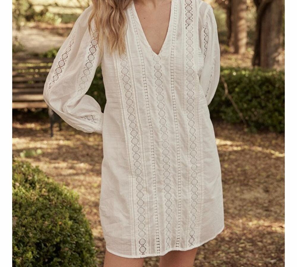 MOS The Label Botanic Fields Dress In Ivory White Eyelet Lace Womens Size US 6